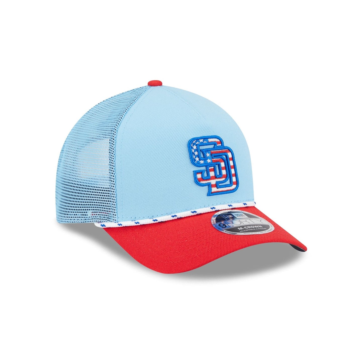 San Diego Padres Independence Day 2025 9FORTY M-Crown A-Frame Trucker Hat