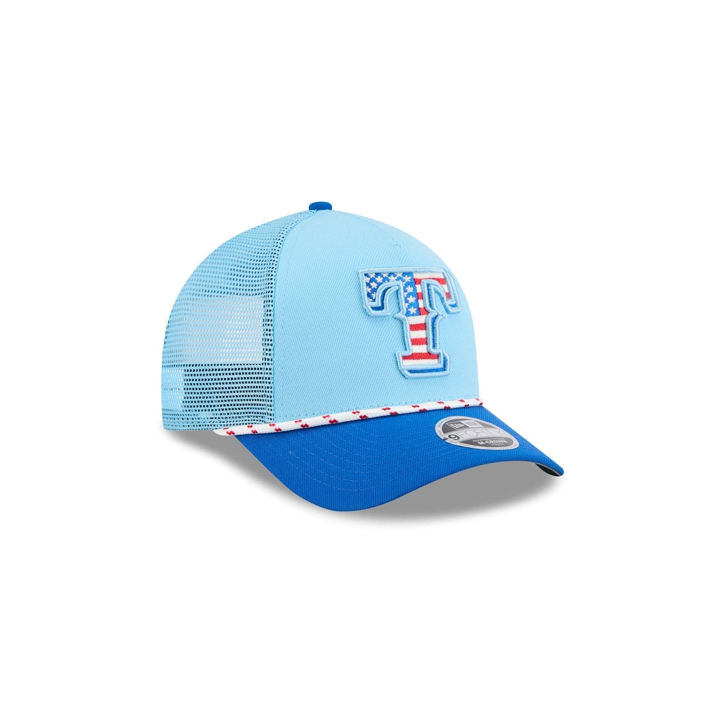 Texas Rangers Independence Day 2025 Kids 9FORTY M-Crown A-Frame Trucker Hat