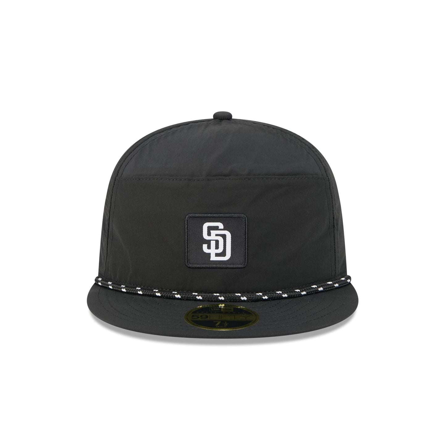 San Diego Padres Black Poly Rope Split Panel 59FIFTY Fitted Hat