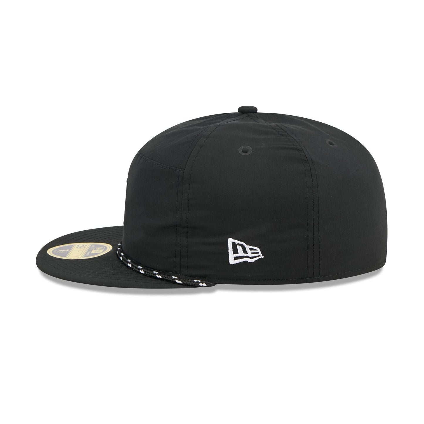 Texas Rangers Black Poly Rope Split Panel 59FIFTY Fitted Hat