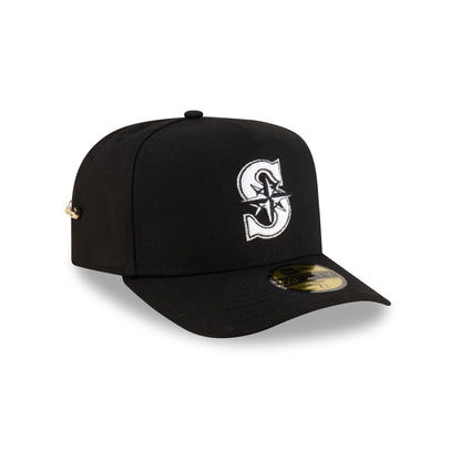 Seattle Mariners Black Script Safety Pin 59FIFTY A-Frame Fitted Hat