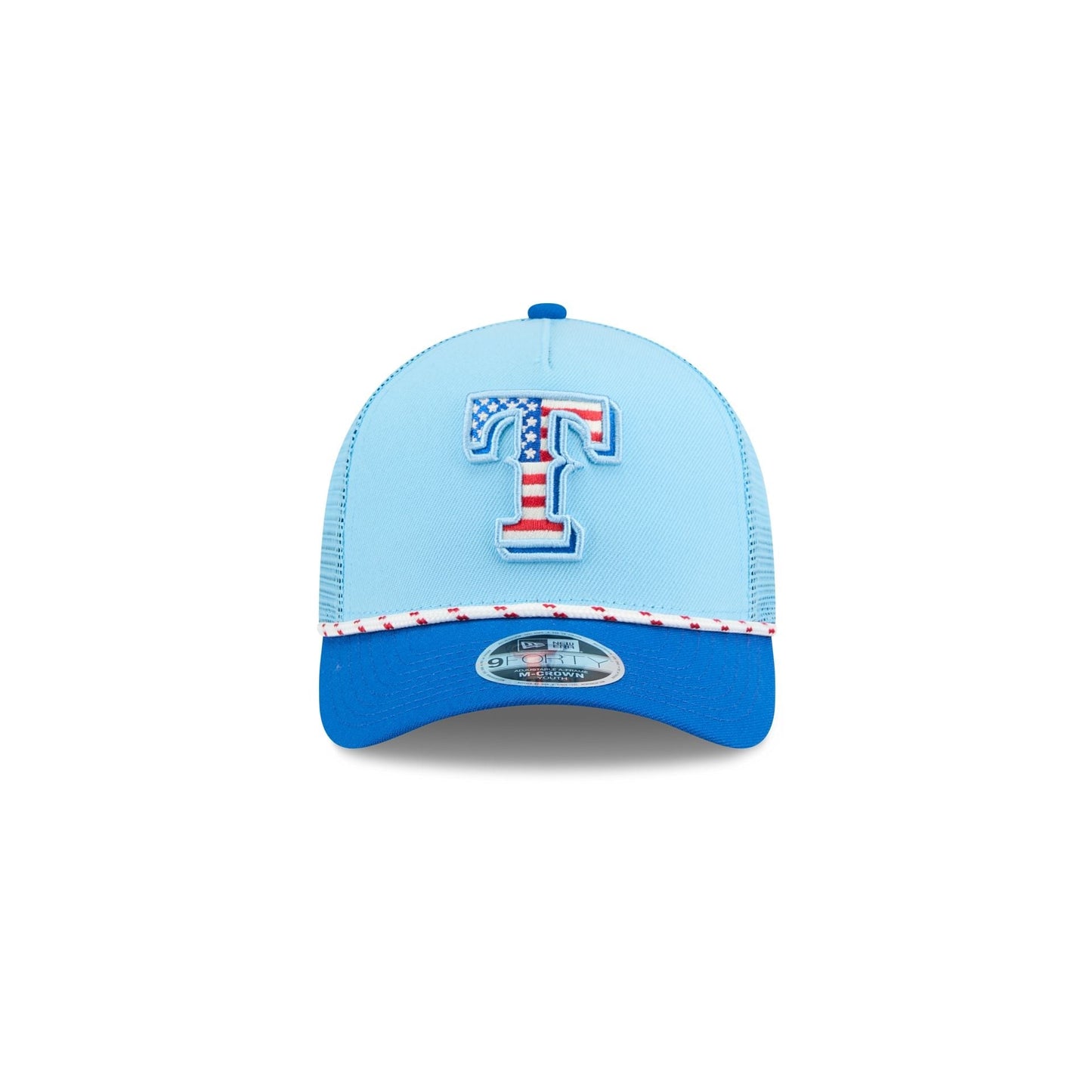 Texas Rangers Independence Day 2025 Kids 9FORTY M-Crown A-Frame Trucker Hat