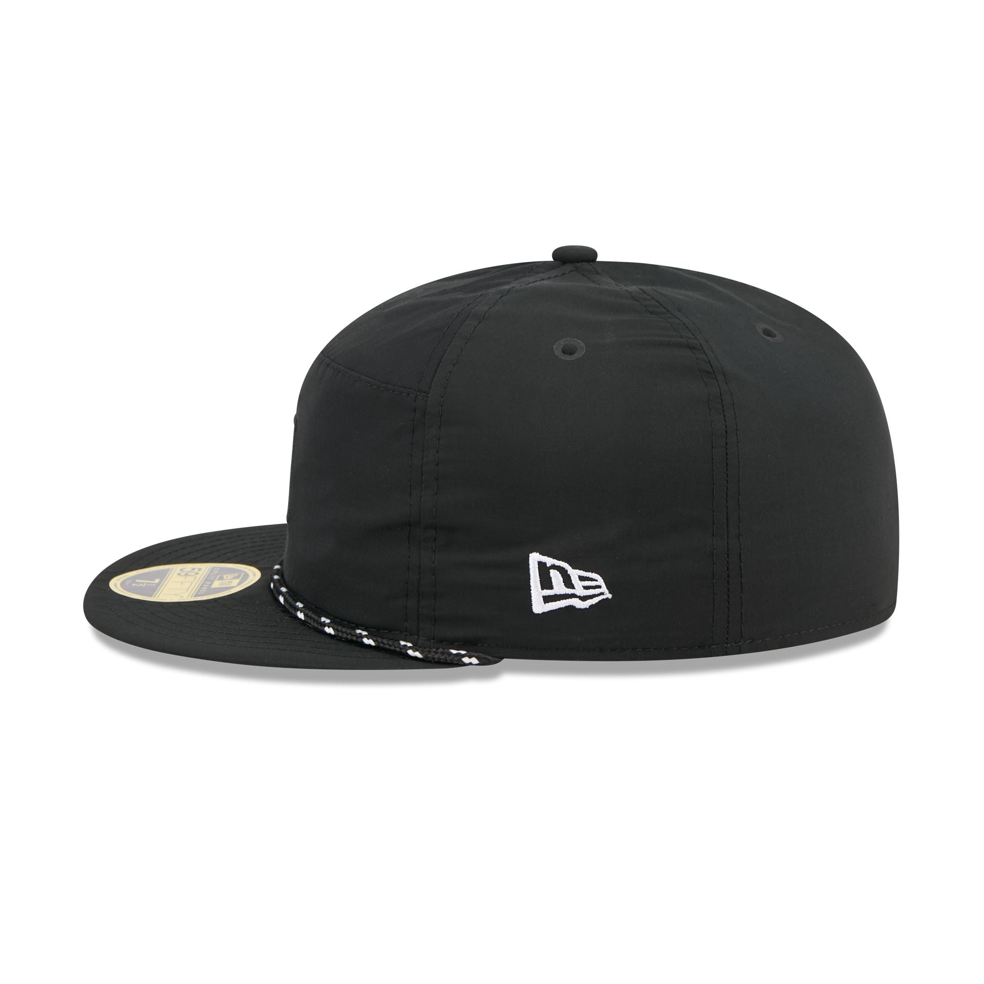 Texas Rangers Black Poly Rope Split Panel 59FIFTY Fitted Hat